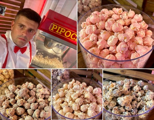 Foto em evento festivo, com a exposição de novos sabores, sendo eles: morango, churros, paçoca e chiclete.
Somos apaixonados por pipoca, acreditamos em diferentes sabores, para tornar a sua vida mais doce e saborosa.
